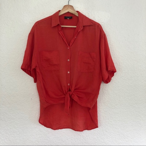 100% LINEN BUTTON UP TEE - Picture 3 of 8